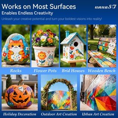 Outdoor Acrylic Paint Waterproof Set, 10 Colors Large Bulk Outdoor Paint with…