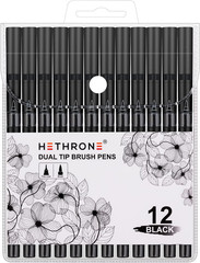 Black Markers for Drawing – Brush Pens with Felt Tips for Artists – Calligraphy