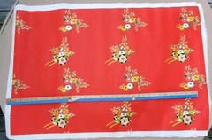 Japanese Art Paper Handmade Chiyogami Vintage Red Floral Rickshaw Print 37×25″