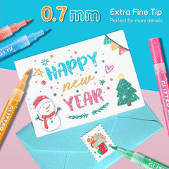 Glitter Paint Pens, 24 Colors Glitter Markers Pens Set Acrylic Sparkle Markers A