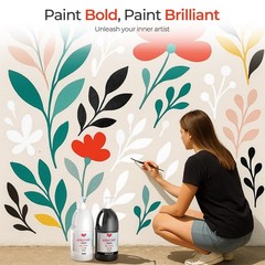 Large 69oz Black Acrylic Paint – Rich Pigment for Canvas, Wood, Fabric, Non-Toxi