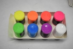 Midnight Glo UV Reactive Acrylic Paint Set 8 Neon Colors 0.75oz Craft DIY USA