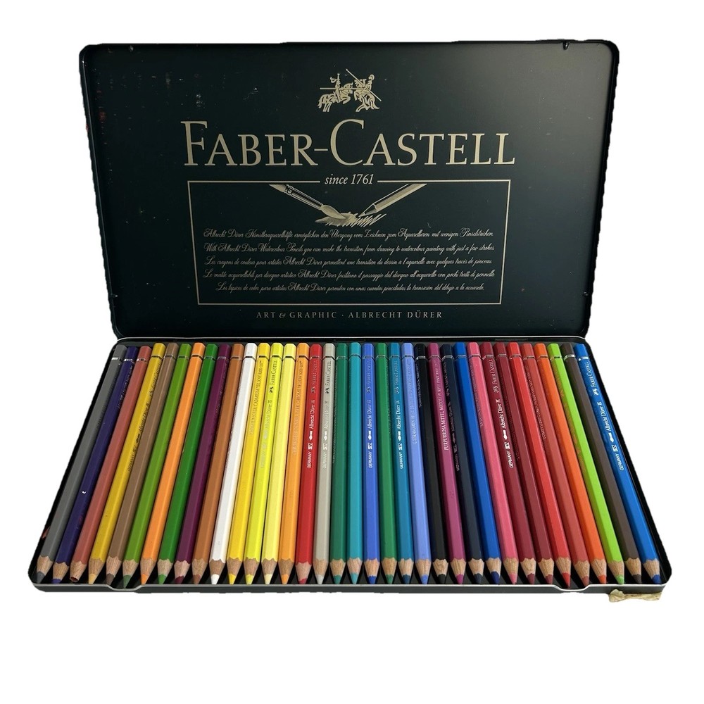 Faber-Castell Albrecht Durer Watercolor Pencil Set Metal Tin Set of 36 Excellent