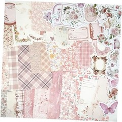 100PCS Vintage Floral Scrapbook Paper,Textured Paper Assorted Set, Special