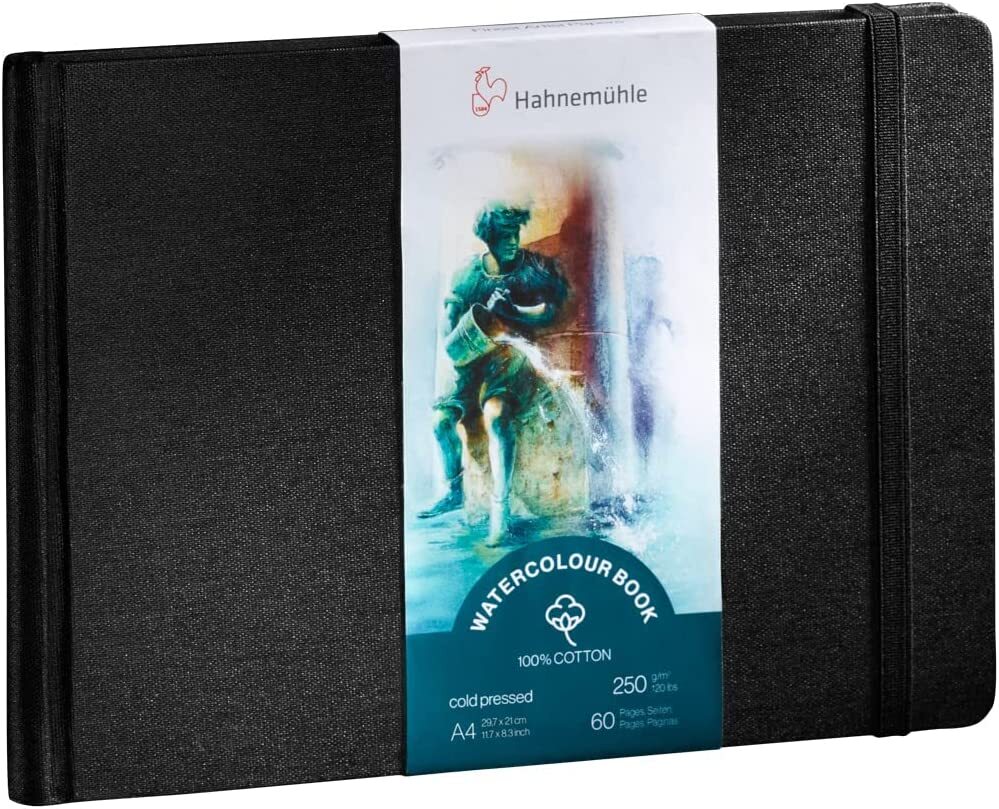 Hahnemuhle Watercolour COTTON Paper Book – 250gsm 60 Pages – Landscape A6 A5 A4