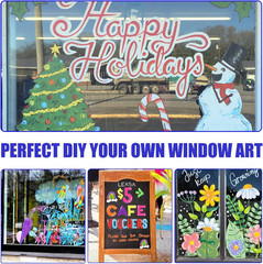 Window Chalk Markers for Cars Glass Washable, 16 Colors Jumbo Liquid Chalk Marke