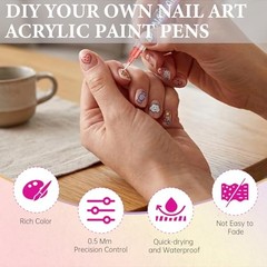 12 Colors Acrylic Nail Art Pens Set – DIY Easter Nail Art Pens