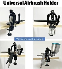 Universal Clamp-On Airbrush Holder for Gravity, Side, Bottom Feed & Trigger Guns