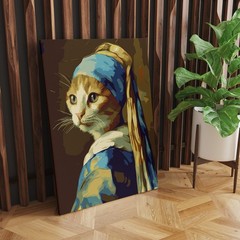 Paint By Numbers Cat Masterpiece Cat Without Pearl Earring Art Full Drill Diy