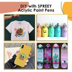 SPREEY 24 Colors Acrylic Paint Pens Waterproof Acrylic Paint Markers USAN1014522