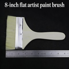 8-Inch Flat Artist Brush – Wool Bristle for Oil & Acrylic normal, White
