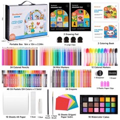 335 Piece Art Set, Multi-Media Art Supplies, Gift Art Kit with Trifold Easel,…