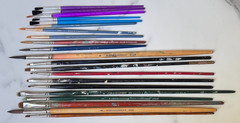 Used Lot 21 Water/Oil/Craft Paint Brushes, Grumbacher, Winsor, Delta, Langnickel