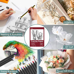 Tracing Paper 9X12 Inch, 100 Sheets Transparent Vellum Paper for Tracing Pads, T