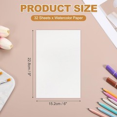 32 PCS Watercolor Paper 6×9 Inch 140lb/300gsm Cold Press Artist Painting Art