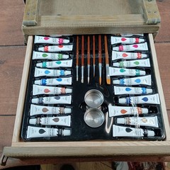 Creative Essentials Plein Air Artist Cabinet Wood Easel Box Brown Excellent Set