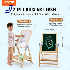 2 in 1 Kids Art Easel Double Sided Wooden Magnetic Whiteboard Chalkboard NEW