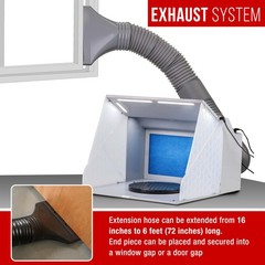 Portable Airbrush Spray Booth Kit with Dual Exhaust Fans, 4 LED Lights, Turntabl