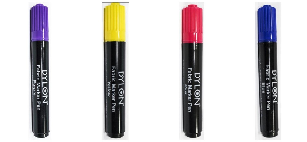 Set Of 4 Colours Dylon Permanent Fabric Marker Pens Makes Permanent By Ironing
