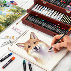 TMOL Art Supplies, 175-Pack Deluxe Art Set Drawing Painting Kit with 2 Drawing P