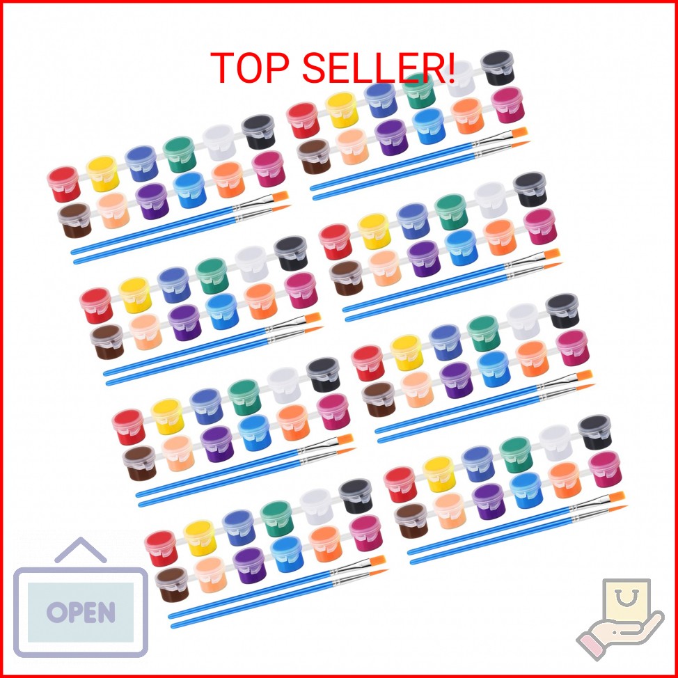 8 Pack Mini Acrylic Paint Set, 12 Colors Acrylic Paint Strips with 16 Brushes, W
