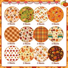 Konsait 24 Sheets Fall Scrapbook Paper 12×12 Double Sided Autumn Orange