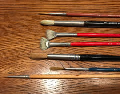Lot of 7 Vintage Robert Simmons Artist Paint Brushes USA Various Sizes & Shapes