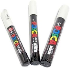 Uni POSCA White Fine Paint Marker Pens, 3 Different Point Sizes per Pack: PC-…