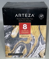 Arteza Acrylic Paint, Set of 8 Precious Metals Colors 4.06oz Tubes – New