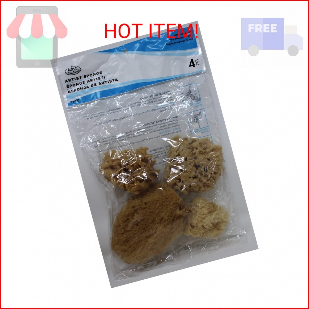 Natural Ocean Artist Sponges 4/Pkg-3 Wool & 1 Jumbo