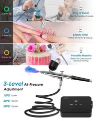 Airbrush Kit Compressor 50PSI 3 Nozzles Modeling Art Nails Makeup Cake Decor