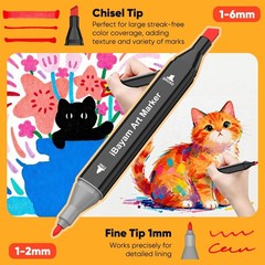 Alcohol Markers 80 Colors with Case & Holder, Dual Tips Chisel & Fine Art Mar…