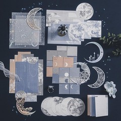 Doraking 63PCS Moon Embellishment Scrapbook Paper Packs for Journaling Large