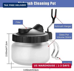 JOYABEST Airbrush Cleaning Pot with Holder – Weighted Glass Jar Waste Collector