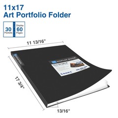 Sooez Art Portfolios 11″x17″, Large Portfolio 11×17″ w/ BLK Paper, Black