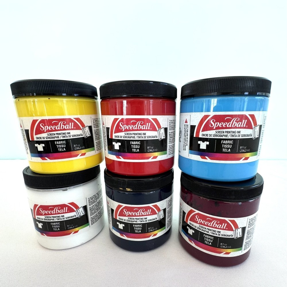 Lot of 6 Speedball Fabric Screen Printing Inks 2 Factory Sealed 4 Almost Full