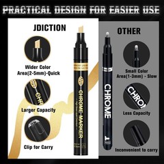 Mirror Chrome Markers 4 PACK, 3 Colors Permanent 4PCS