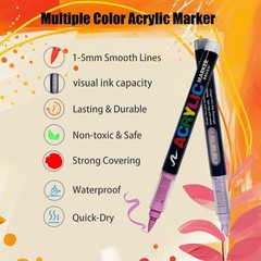 Elvenora 120 Colors Acrylic Paint Markers Set Soft Brush Tip Pens For Rock Wood