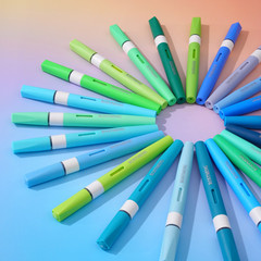 36 Colors Cool Tone Acrylic Paint Pens, Green Blue Brush Tip Paint Markers