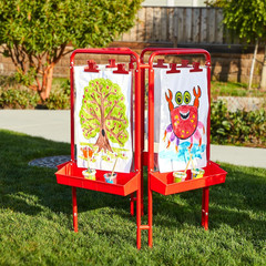 4WAPE Adjustable Metal Easel with Acrylic Panels for 4 Kids – Indoor/Outdoor