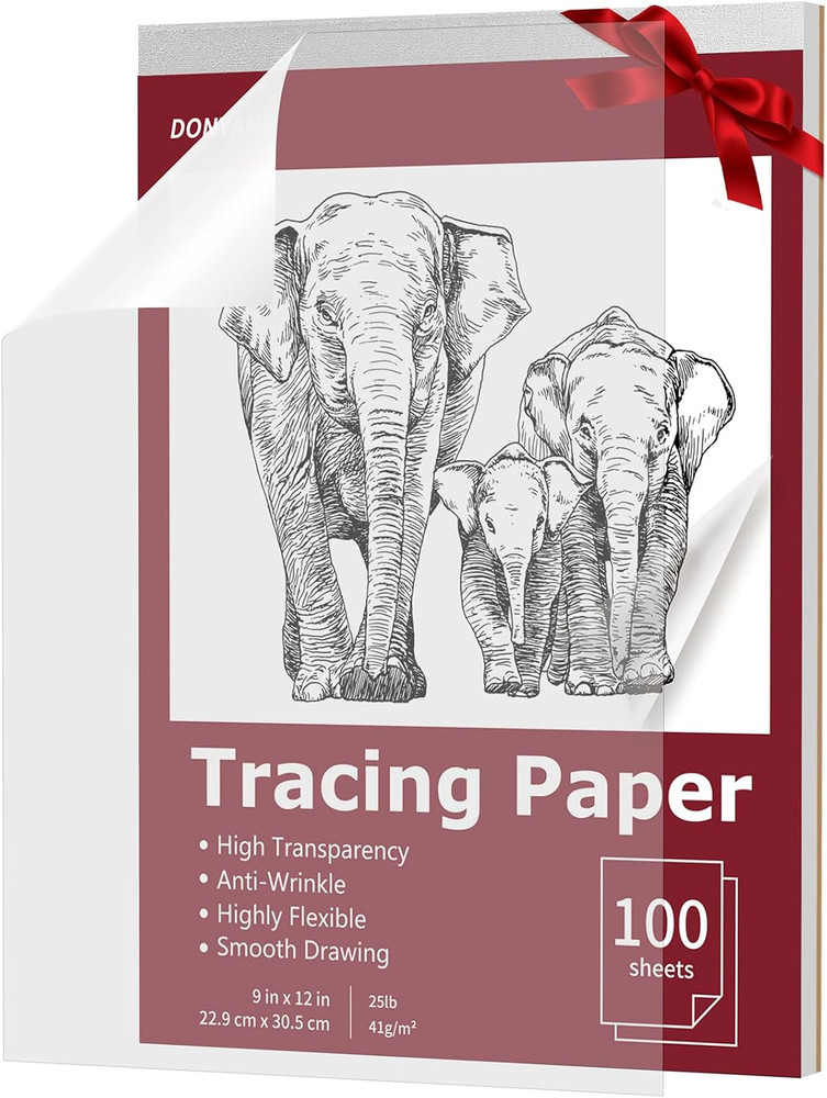 Tracing Paper 9X12 Inch, 100 Sheets Transparent Vellum Paper for Tracing Pads, T