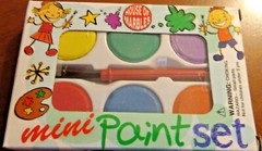 MINI Paint Set w/6 Colors: Red Blue Green Yellow Purple Orange Incl 1 Mini Brush