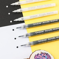 Extra Fine Tip Acrylic Paint Marker Set, 6 Pack, 0.7mm for Rock, Glass, Canvas A
