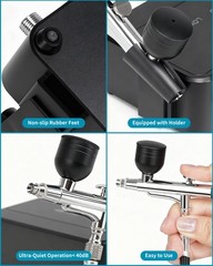 JarryStart Airbrush Kit with Air Compressor, Intuitive 50 PSI High Pressure A…