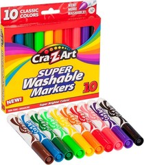 Assorted Washable Markers with Broad Tips – Perfect for Kids’ Crafts – 10 Pack