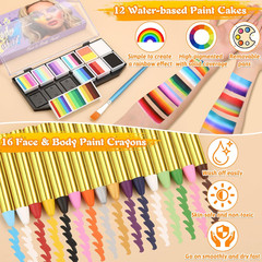 Face Painting Kit Professional for Adults,12 X 10G Split Cake Face Paint Palette