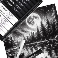 12Pcs Oil Pastels 6 White 6 Black Soft Art Painting Blending Oil Crayons 10x70mm