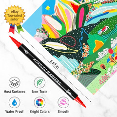 30 Colors Acrylic Paint Markers Dual Tip Fine and Brush Tips for Detailed Art…