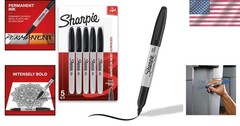 5-Count Black Permanent Markers – Quick-Drying, Fade & Water Resistant Fine Tip