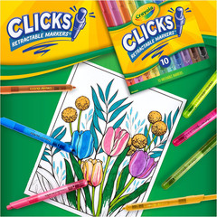 Clicks Retractable Tip Markers (10Ct), Washable Cone Tip Art Marker Set, Easter